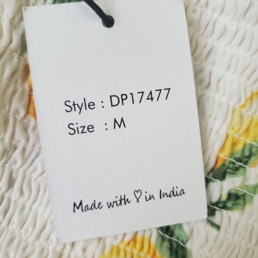 Japna Womens mini dress size medium lemons printed wrap adjustable straps nwt - Picture 12 of 13